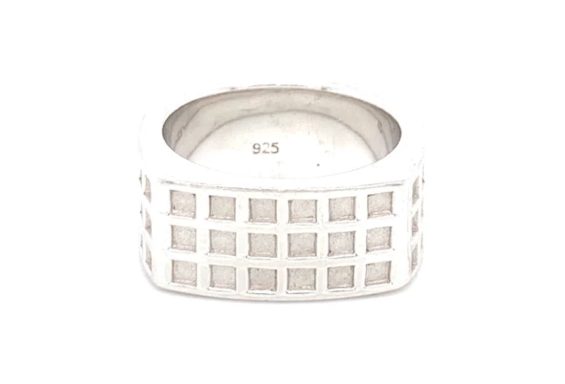 unique rings for women -Sterling Silver Square Gents Ring