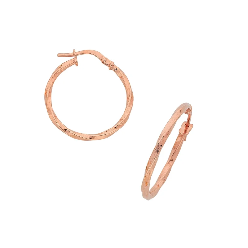 clip-on earrings for women -9ct Rose Gold Silver Infused Twist Hoop Earrings