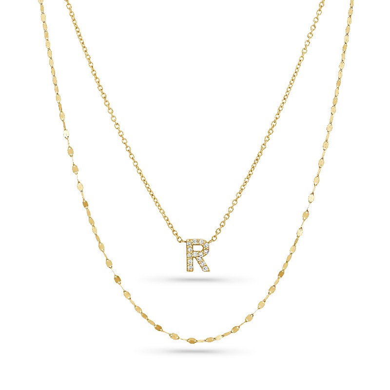 layered gemstone necklaces for women -Radiant Diamond Letter Necklace Gift Set