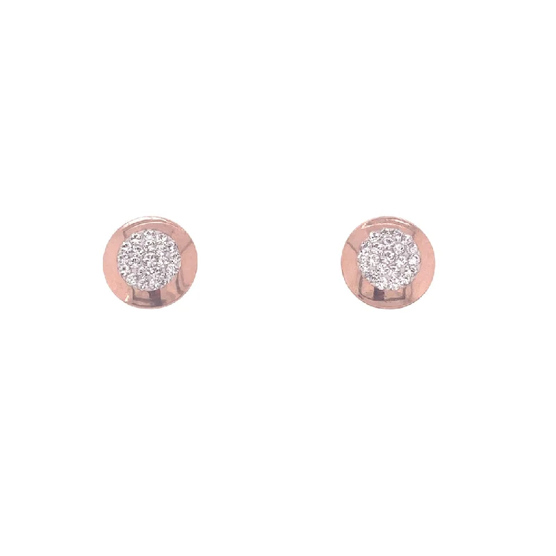 statement earrings for women -9ct Rose Gold Silver Infused Pave Crystal Stud Earrings