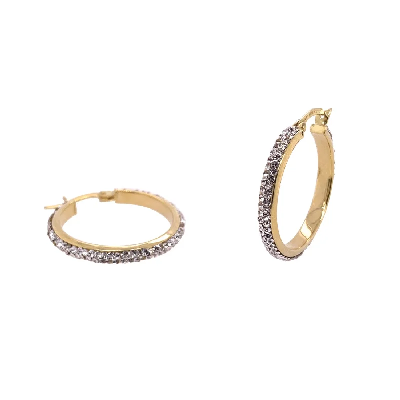 silver hoop earrings for women -9ct Yellow Gold Silver Infused Crystal Hoop Earrings 20mm