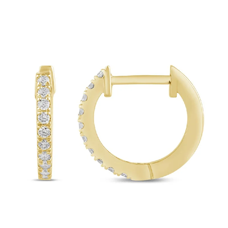 silver stud earrings for women -Hoop Earrings with 1/5ct of Laboratory Grown Diamonds in 9ct Yellow Gold