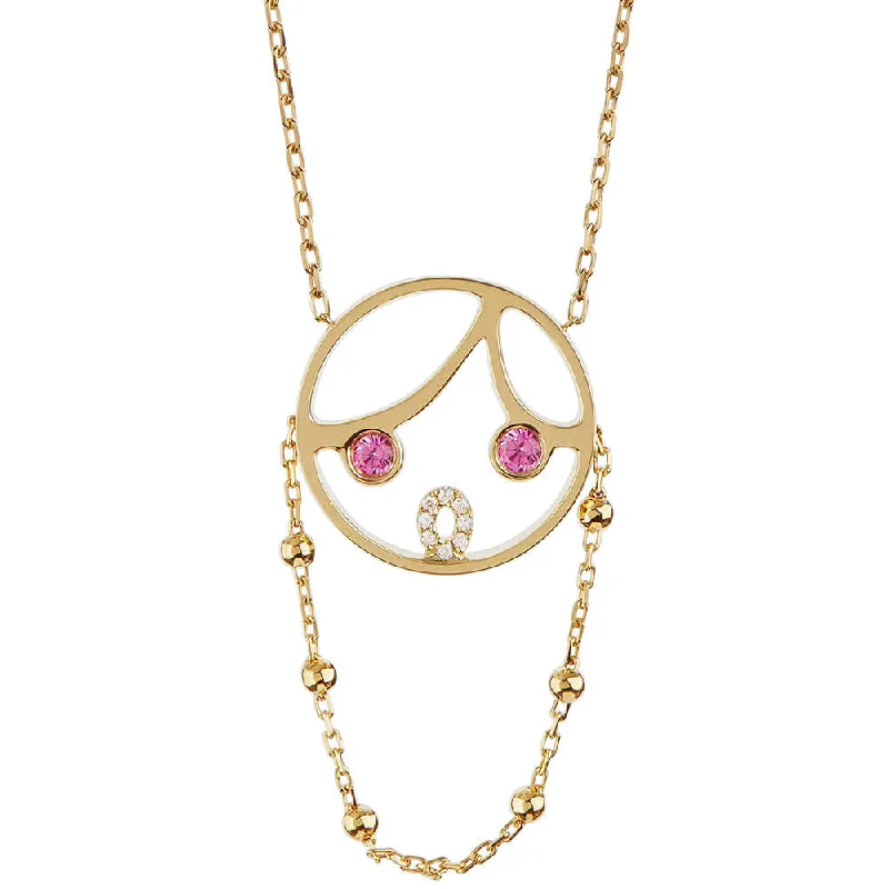 luxury necklaces for women -MOYEN Pink Lady 18K Gold Necklace w. Sapphire & Diamond