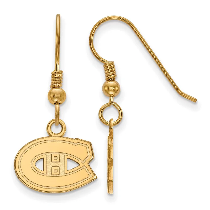 modern hoop earrings for women -SS 14k Yellow Gold Plated NHL Montreal Canadiens XS Dangle Earrings