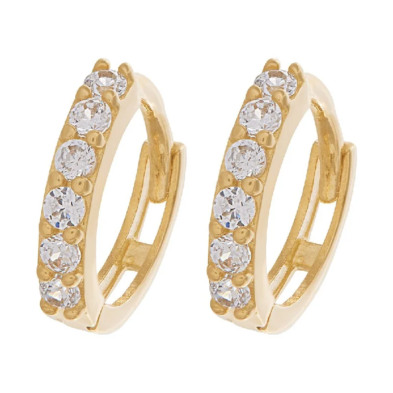 gold hoop earrings for women -9ct Yellow Gold Hoop Earrings with Cubic Zirconia