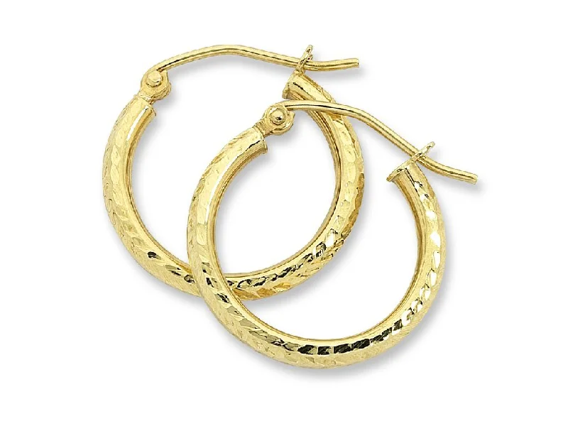 sapphire earrings for women -9ct Yellow Gold Silver Infused Hoop Earrings