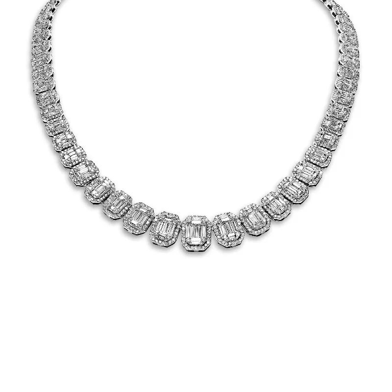 crystal drop necklaces for women -Halle 27 Carat 21 inch Diamond Necklace in 14kt White Gold