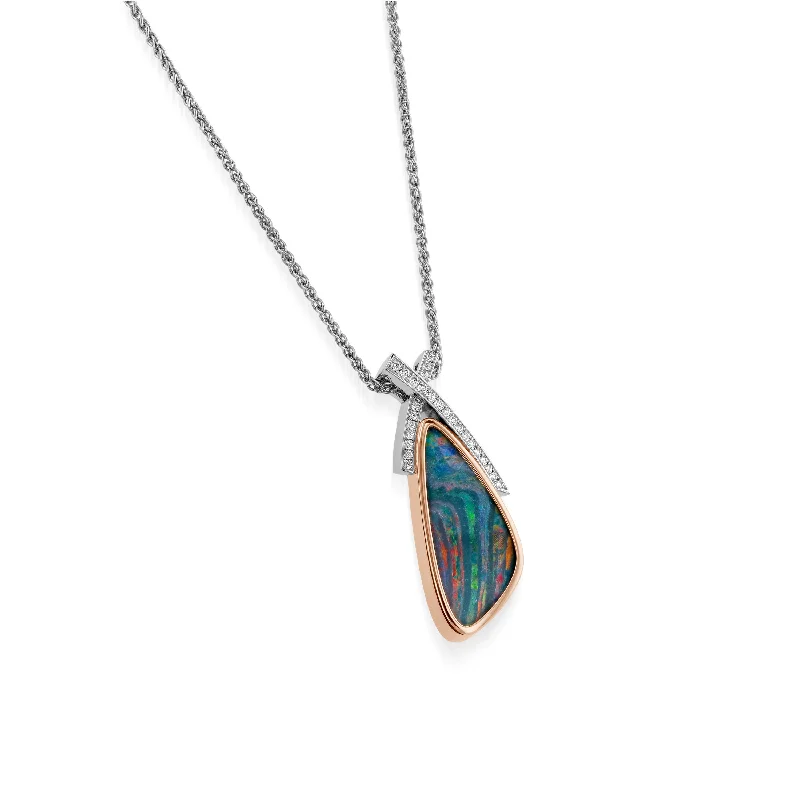 personalized pendant necklaces for women -Signature Opal and Diamond Pendant Necklace