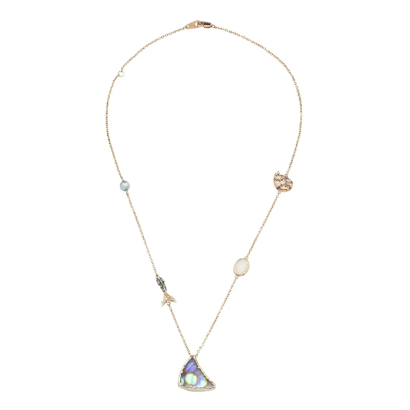 stylish pendant necklaces for women -Fin Component 18K Rose Gold & White Gold Necklace w. Pearls