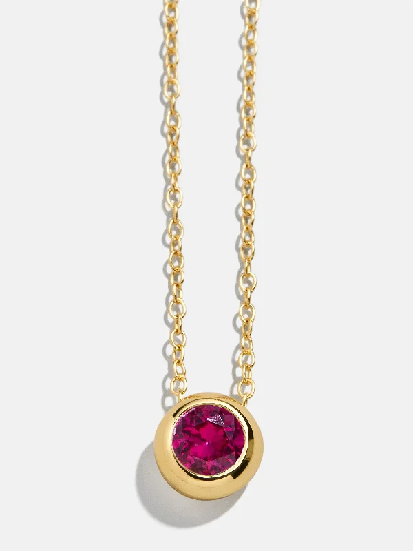 vintage pendant necklaces for women -18K Gold Birthstone Pendant Necklace - Ruby