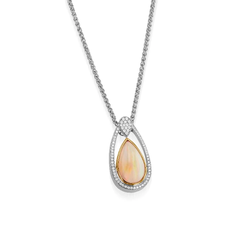 casual necklaces for women -Signature Pear Opal and Diamond Pendant Necklace