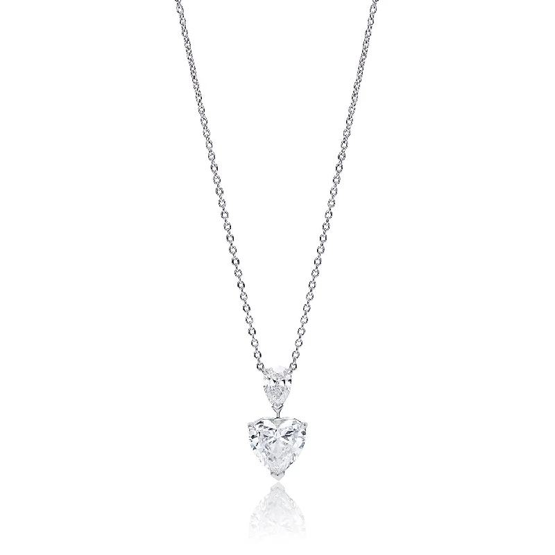 trendy choker necklaces for women -Thalia 4 Carat Heart Shape VS1 Diamond Pendant Necklace in Platinum For Ladies. GIA By Mike Nekta