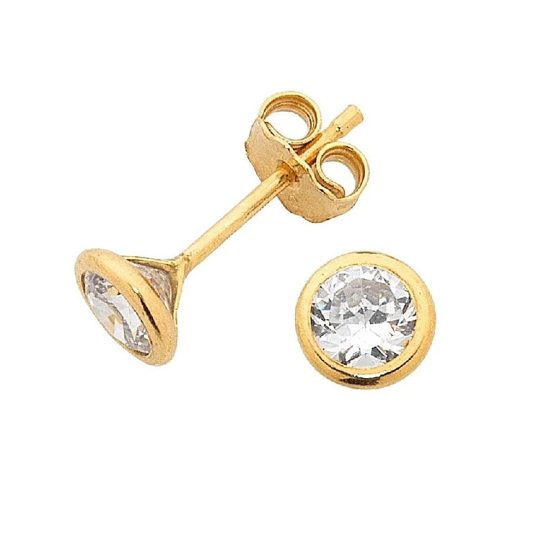 fashion hoop earrings for women -9ct Yellow Gold Silver Infused Cubic Zirconia Stud Earrings