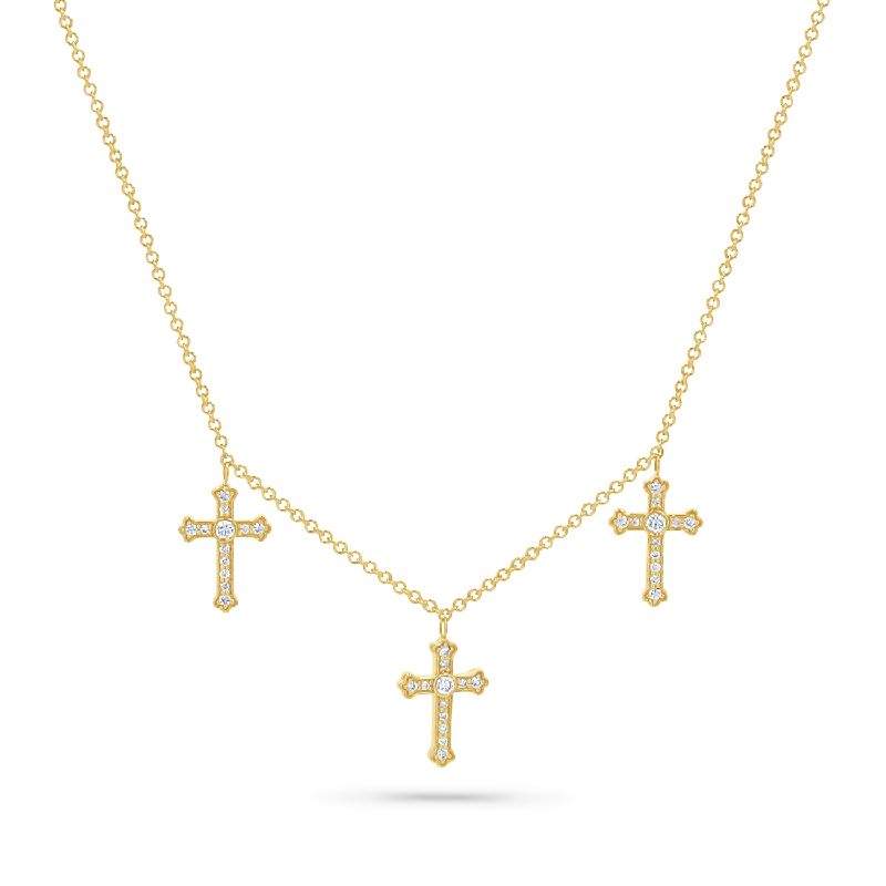 engraved necklaces for women -Trinity Diamond Cross Necklace