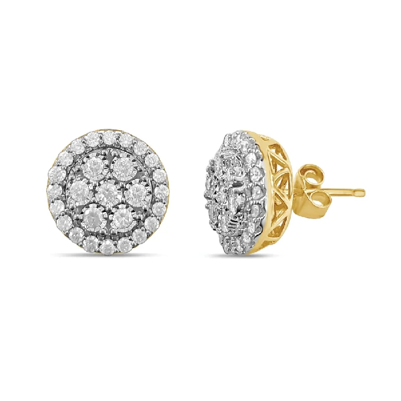 elegant gemstone earrings -9ct Yellow Gold 1.00ct Diamond Earrings