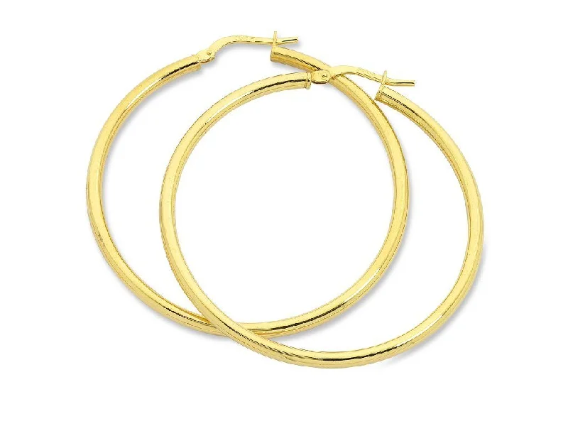 chic drop earrings for women -9ct Yellow Gold Silver Infused Plain Hoop Earrings 40mm