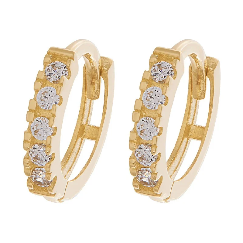 modern hoop earrings for women -9ct Yellow Gold Hoop Earrings with Cubic Zirconia