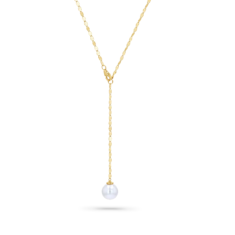 long chain necklaces for women -Demure Pearl Drop Chain Lariat