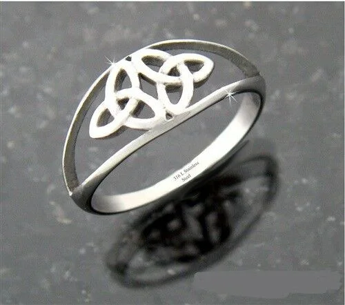 black diamond rings -Stainless Steel Celtic Double Trinity Knot Ring SZ 5-10