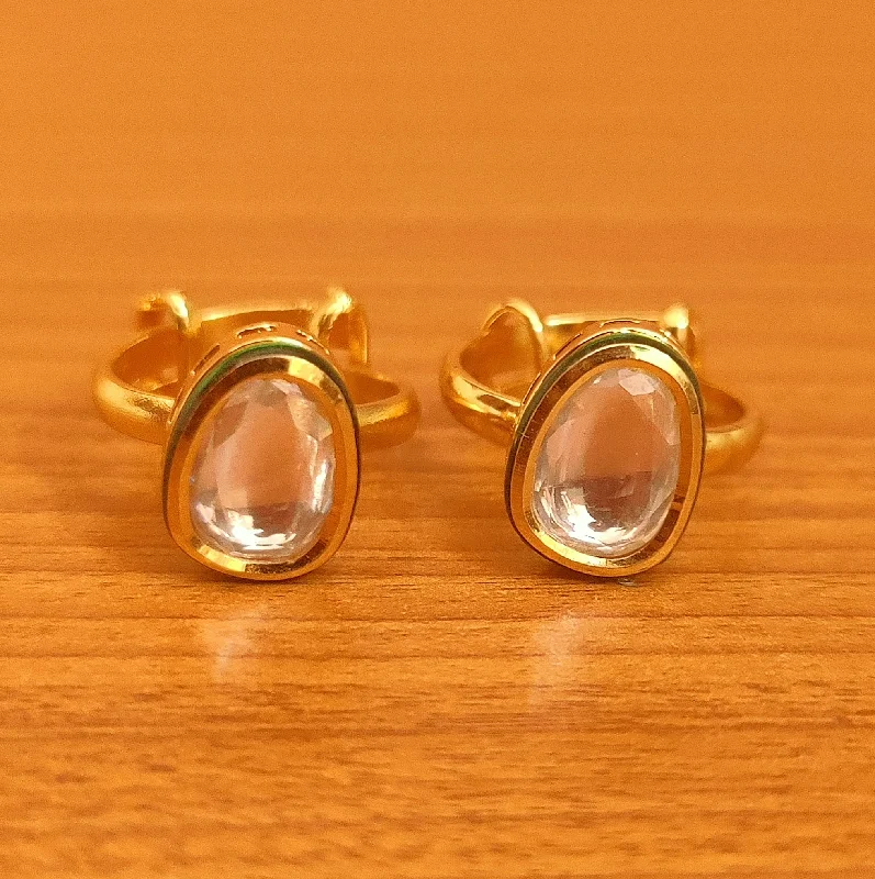 simple gold rings for women -UNCUT KUNDAN MEENAKARI ADJUSTABLE TOE RING