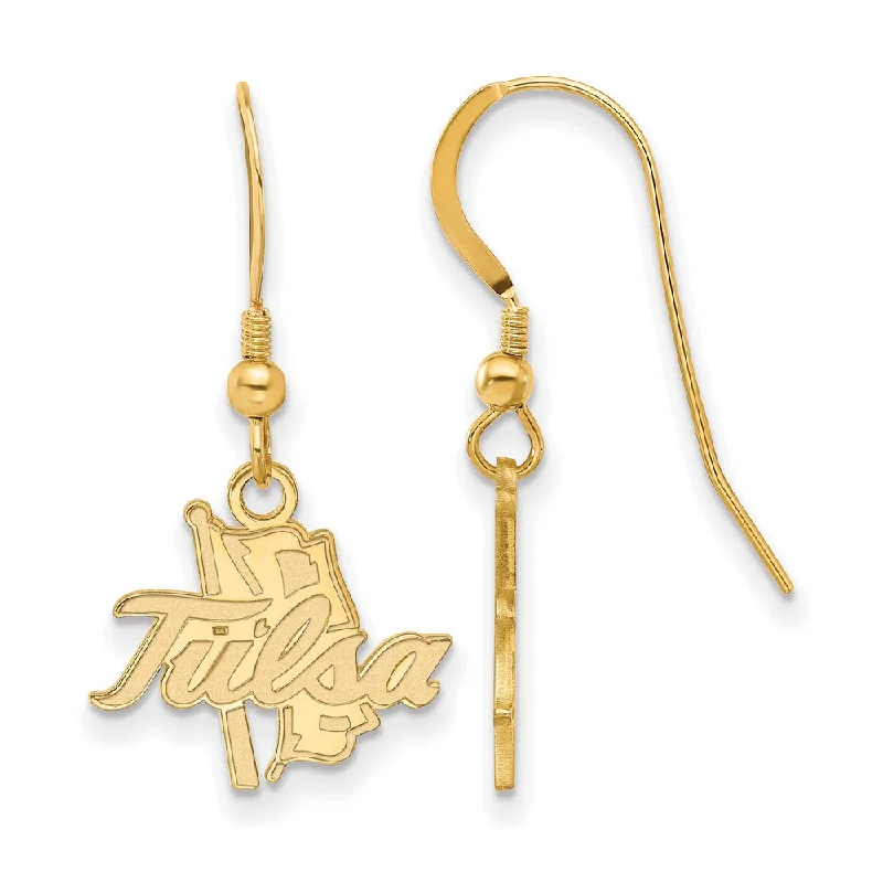 trendy statement earrings for women -14k Gold Plated Silver The University of Tulsa Dangle Earrings