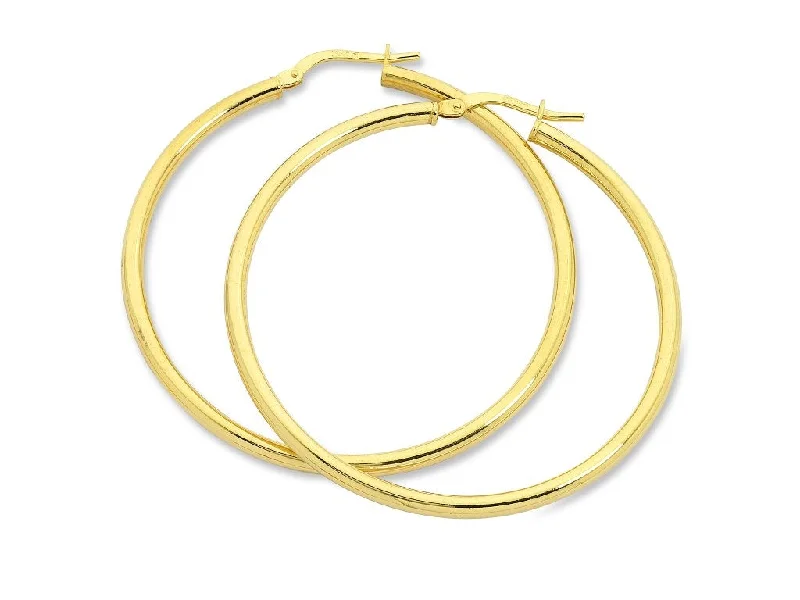 crystal drop earrings for women -9ct Yellow Gold Silver Infused Plain Hoop Earrings 60mm