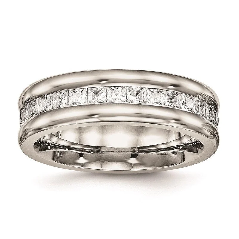 eternity diamond rings -Stainless Steel Polished with CZ Ring