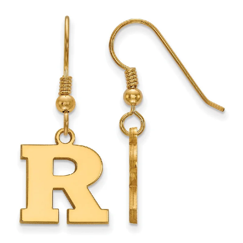 bold earrings for women -14k Gold Plated Silver Rutgers Small Dangle Earrings