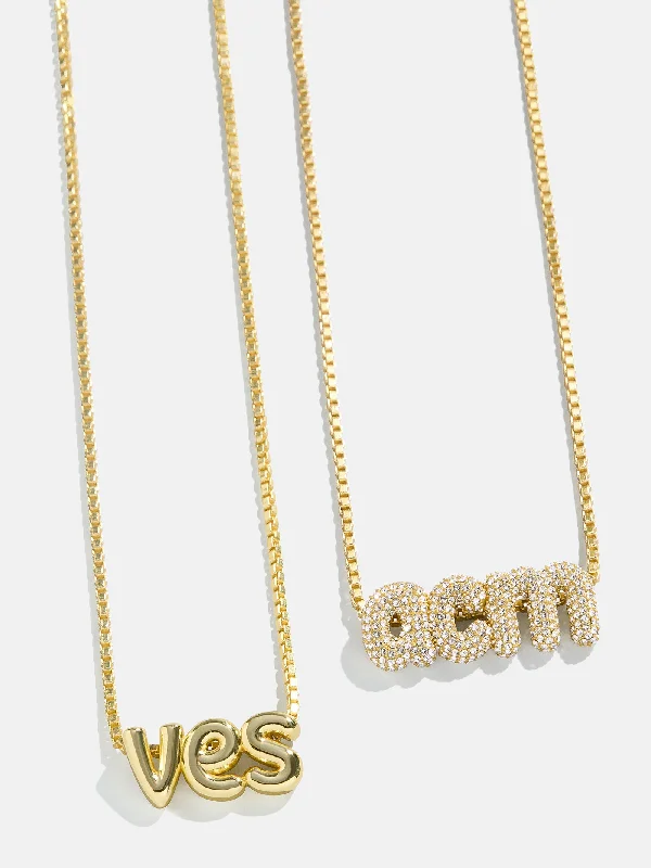 chunky necklaces for women -Custom Bubble Monogram Necklace - Gold