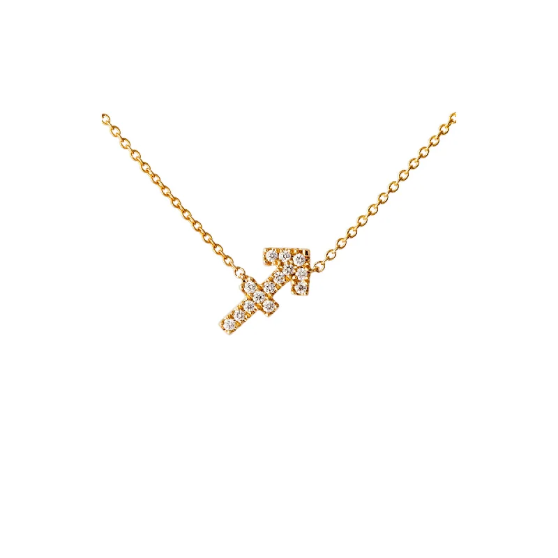 stunning necklaces for women -Petit Sign Sagittarius 18K Gold Necklace w. Diamonds