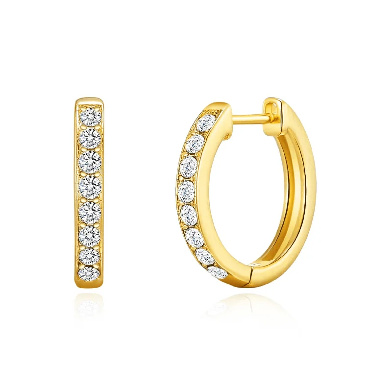 pearl drop earrings for women -Gold Plated Hoop Earrings Created with Zircondia® Crystals