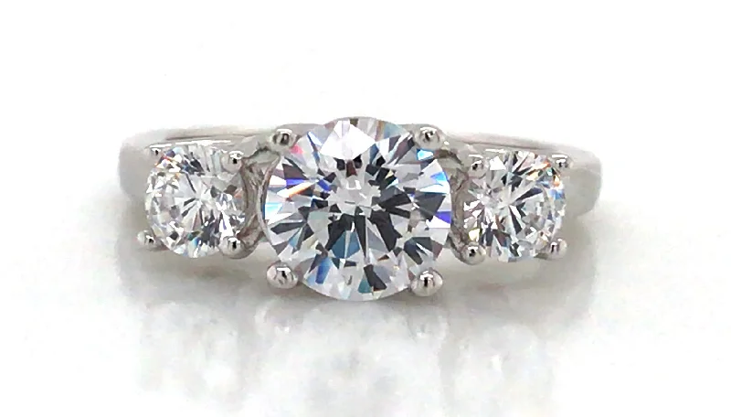 unique engagement rings -Sterling Silver Three Stone Cz Ring