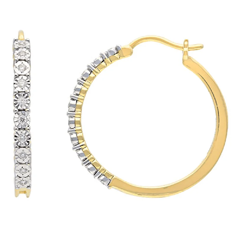 pearl drop earrings for women -Miracle Hoop Earrings with 1/4ct of Diamonds in 9ct Yellow Gold