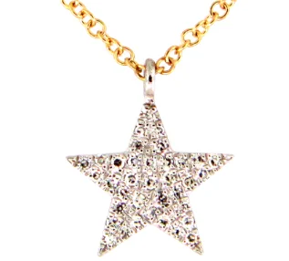 gemstone necklaces for women -14KYG/WG 0.07CTW STAR PENDANT WITH 18" BOLO CHAIN NECKLACE