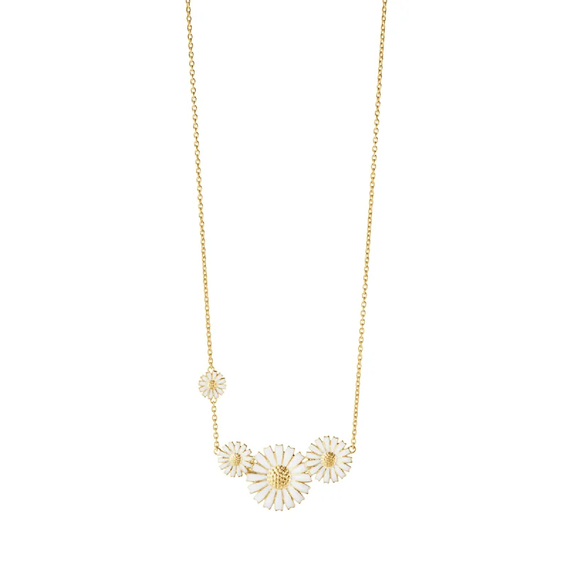 vintage gold necklaces for women -Daisy Four Flower Gold Plated Necklace