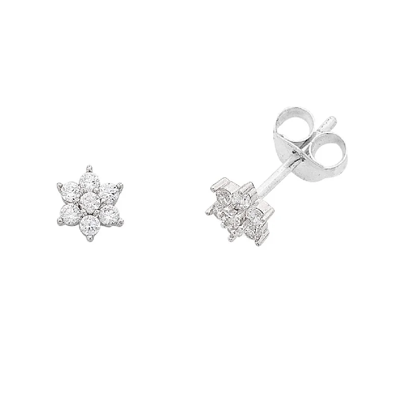 gold dangle earrings for women -Children's Cubic Zirconia Flower Stud Earrings in Sterling Silver