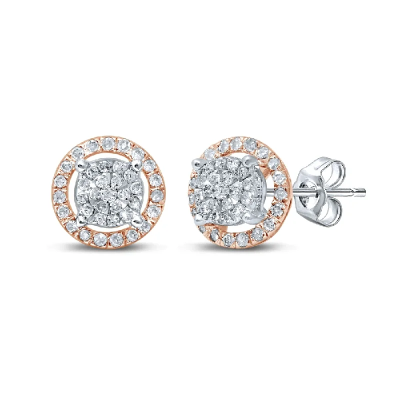 luxury earrings for women -Martina Sterling Silver & 9ct Rose Gold 0.10ct Diamond Earrings