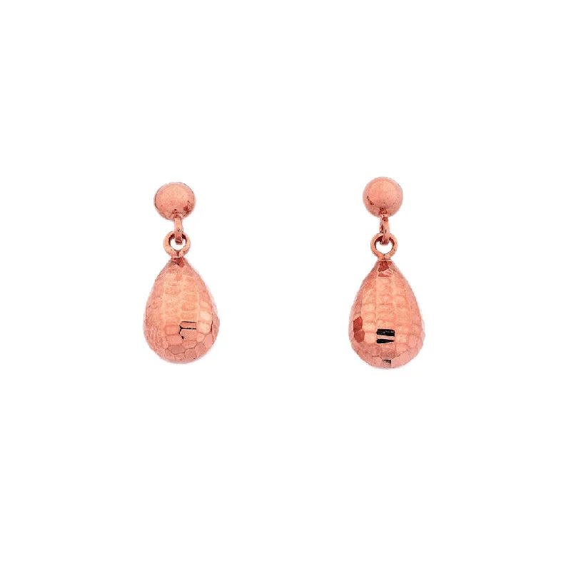 pearl drop earrings for women -9ct Rose Gold Silver Infused Pear Earrings