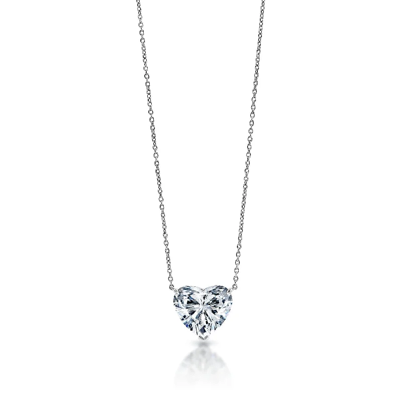 elegant pearl necklaces for brides -Lashana 10 Carat H SI1 Heart Shape Lab-Grown Diamond Pendant Necklace in Platinum. GIA Certified By Mike Nekta