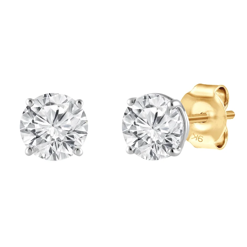 vintage rhinestone earrings -Meera 1.00ct Solitaire Laboratory Grown Diamond Earrings in 9ct Yellow Gold