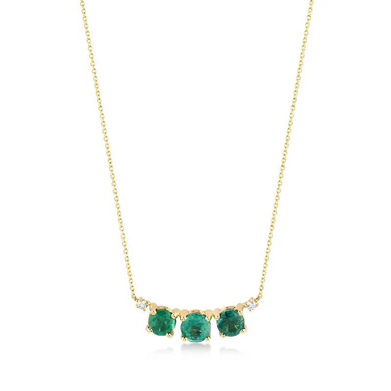 birthstone necklaces for women -Artisia 18K Gold Necklace w. Diamond & Emerald