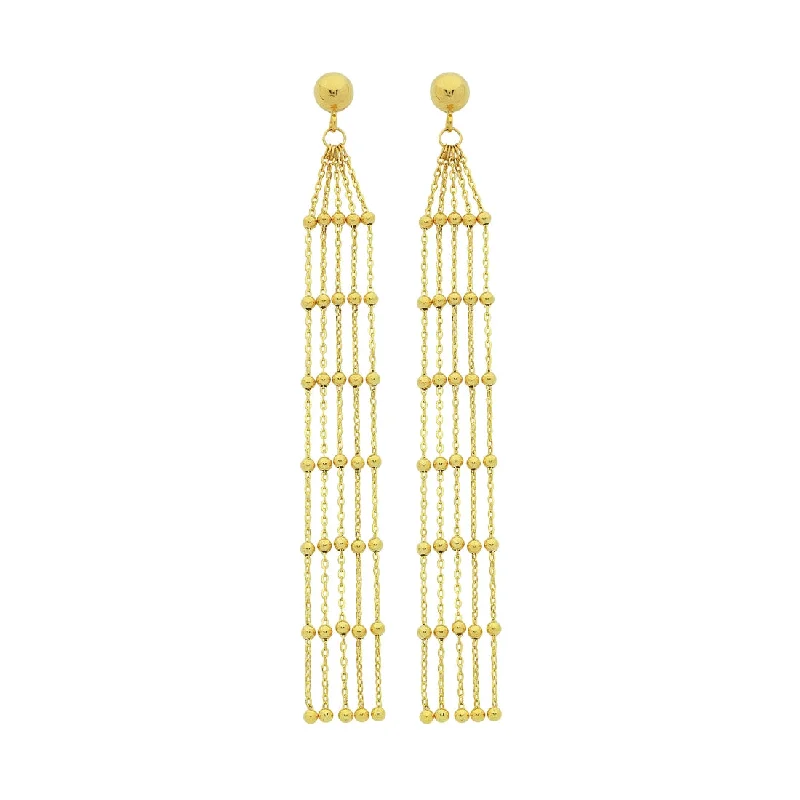 elegant earrings for women -9ct Yellow Gold Silver Infused 4 Strand Drop Earrings