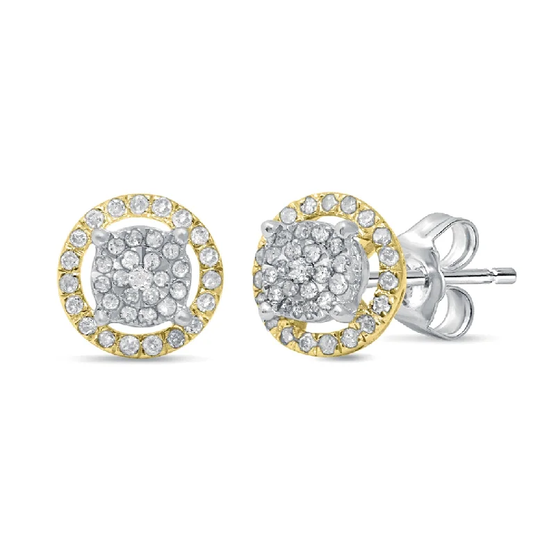 personalized earrings for women -9ct White and Yellow Gold 0.33ct Diamond Stud Earrings