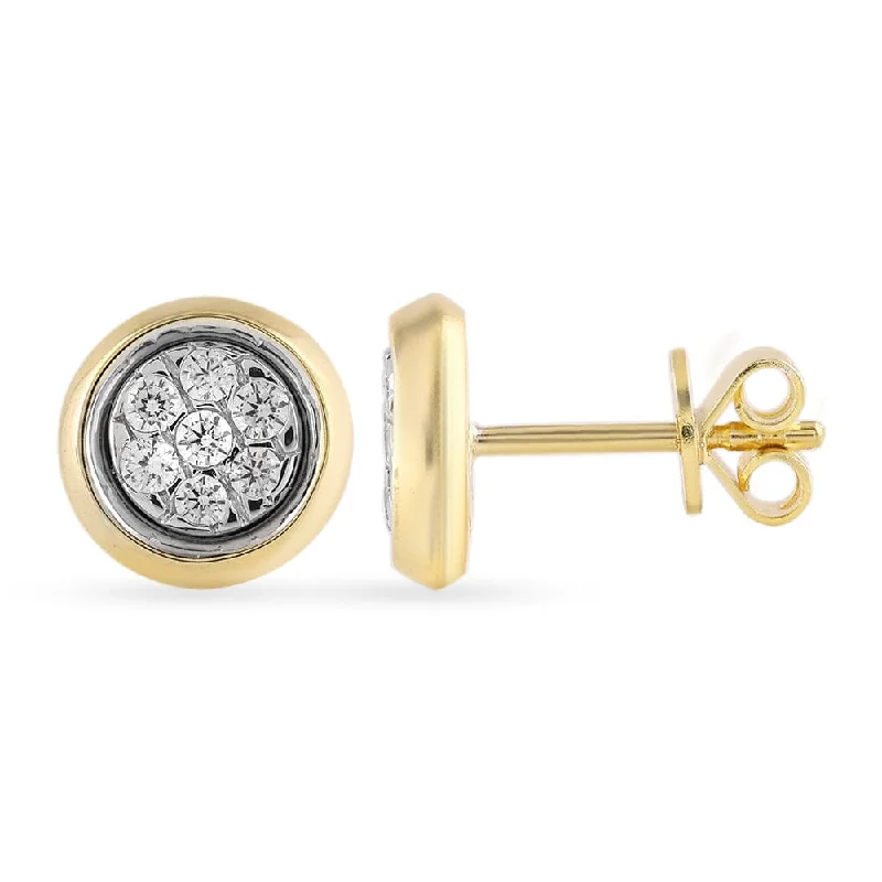 custom name earrings for women -Bezel Set Stud Earrings with 0.10ct of Diamonds in 9ct Yellow Gold