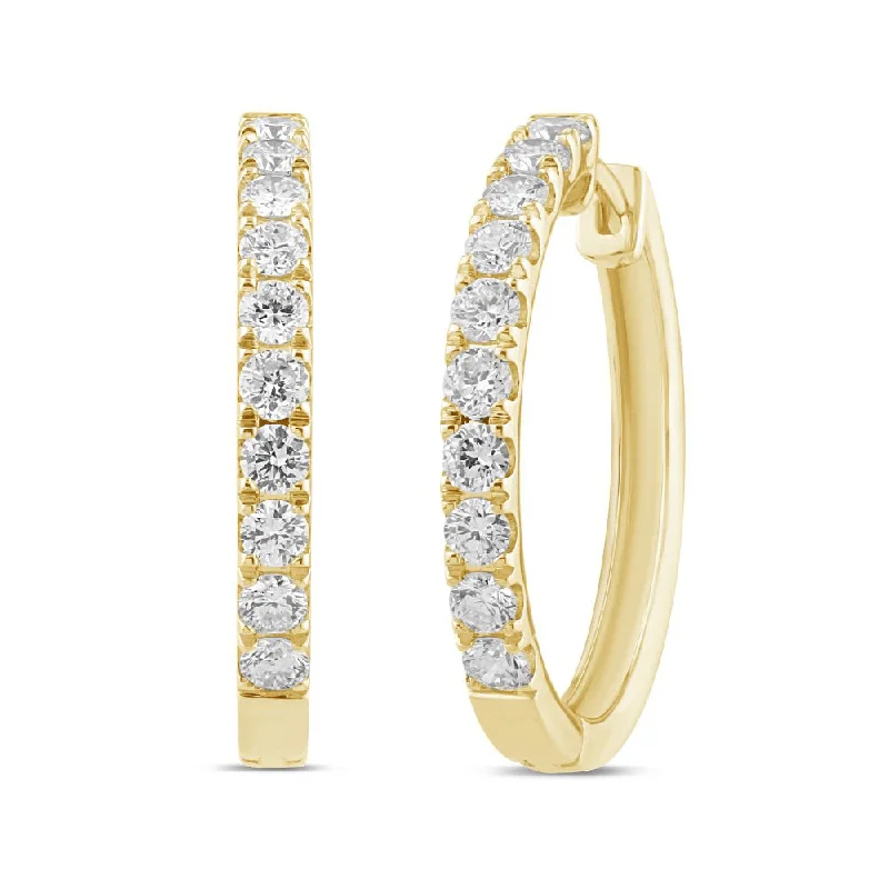 elegant gemstone earrings -Hoop Earrings with 1.00ct of Laboratory Grown Diamonds in 9ct Yellow Gold