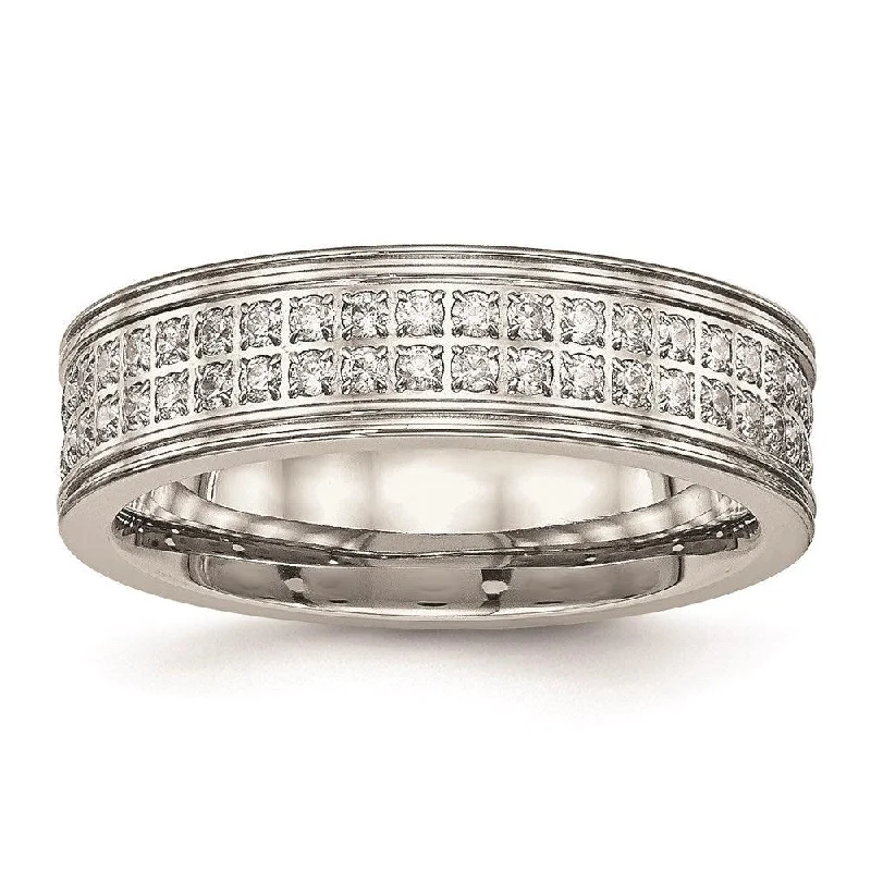 eternity rings for women -Stainless Steel Polished CZ Ring