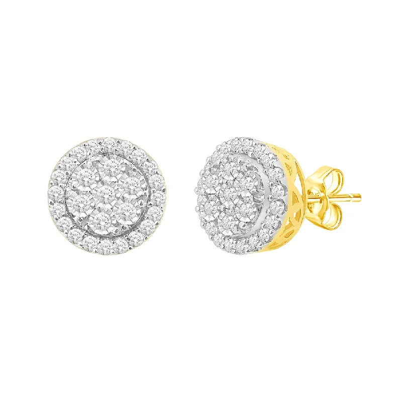 gold earrings for women -9ct Yellow Gold 1.00ct Brilliant Diamond Stud Earrings