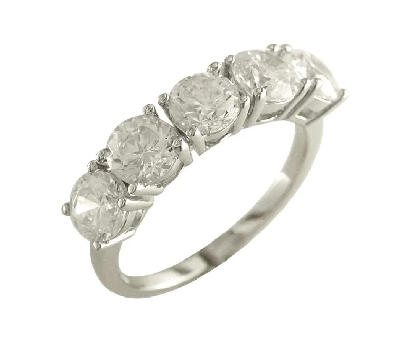 luxury promise rings -Sterling Silver Cz 5 Stone Eternity Ring