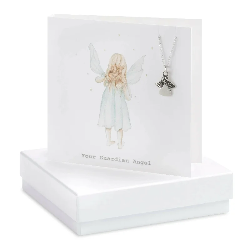 infinity necklaces for women -Sterling Silver Angel Pendant Necklace Gift Set with Gift Box  Guardian Angel Card