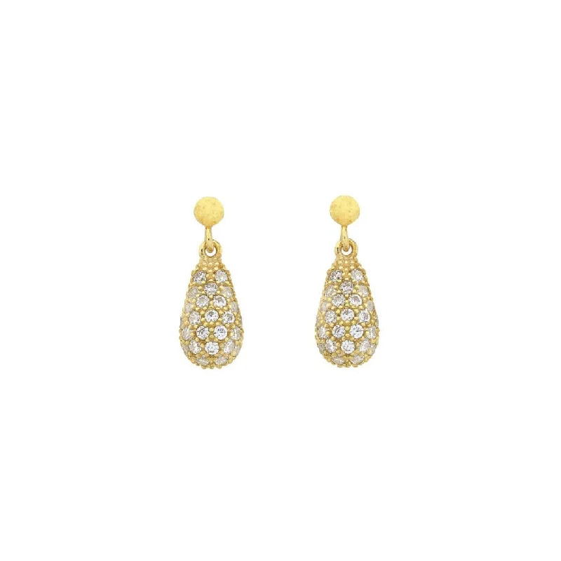 colorful earrings for women -9ct Yellow Gold Silver Infused Cubic Zirconia Drop Earrings